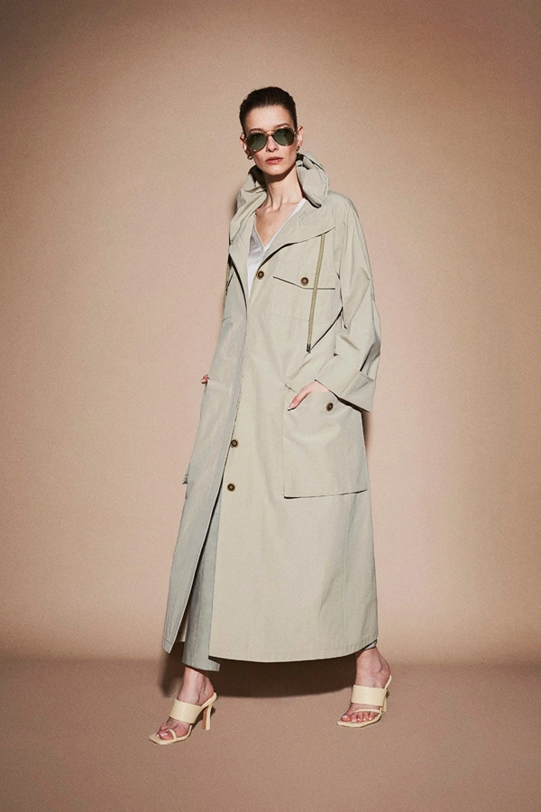 Case Kapüşonlu Trençkot Mint