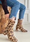 Birta Leopar Cilt Streç Topuklu Bot