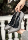 Hillar Platin Saten Stiletto Ayakkabı