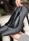 Hillar Siyah Saten Stiletto Ayakkabı