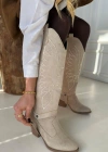 Jilla Bej Süet Tak Çıkar Topuklu Bot Ve Çizme