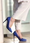 Jilya Mavi Cilt Stiletto Ayakkabı