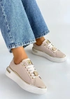 Jlar Bej Cilt Bağcıklı Spor Ayakkabı
