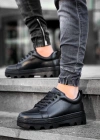 KB-056 Kuback Siyah Cilt Siyah Yüksek Taban Günlük Spor Ayakkabı