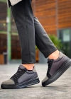 KB-X46 Kuback Siyah Gri Yüksek Siyah Taban Günlük Spor Ayakkabı