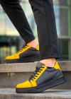 KB-X46 Kuback Siyah Sarı Yüksek Siyah Taban Günlük Spor Ayakkabı