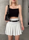 Kemerli pikseli şort etek