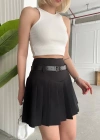Kemerli pikseli şort etek