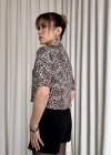 Leopar desenli crop gömlek