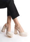 Mety Bej Cilt Topuklu Ayakkabı