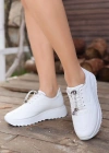 Romy Beyaz Cilt  Bağcıklı Spor Ayakkabı