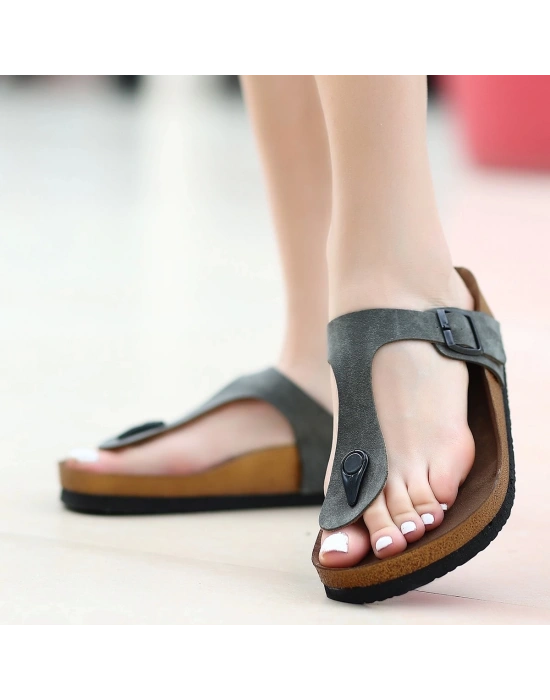 Aksar Haki Yeşil Nubuk Parmak Arası Terlik