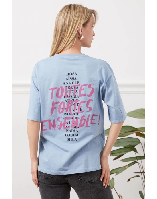 Baskılı tişört mavi