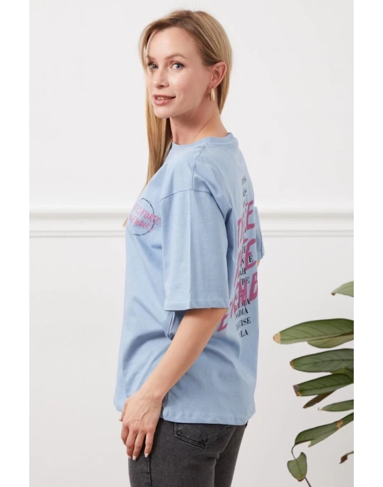 Baskılı tişört mavi