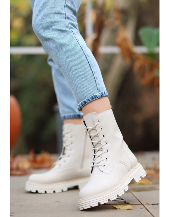 Bria Bej Cilt Bağcıklı Bot