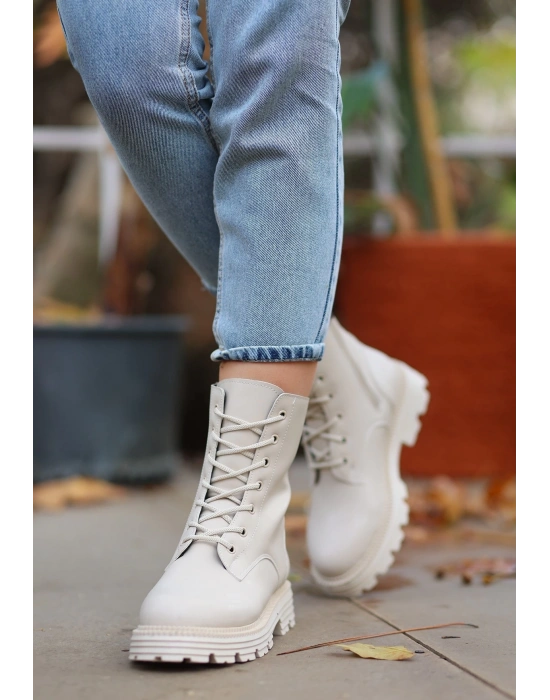 Bria Bej Cilt Bağcıklı Bot