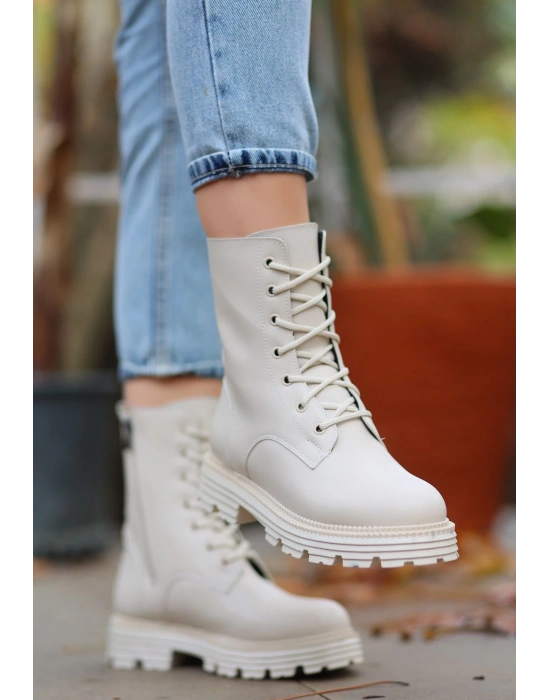 Bria Bej Cilt Bağcıklı Bot