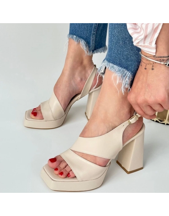 Cica Bej Cilt Topuklu Ayakkabı