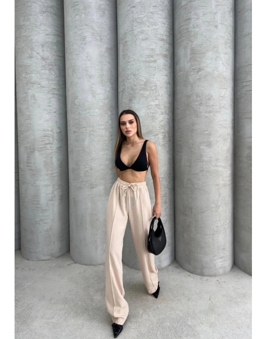 Çımalı keten pantolon