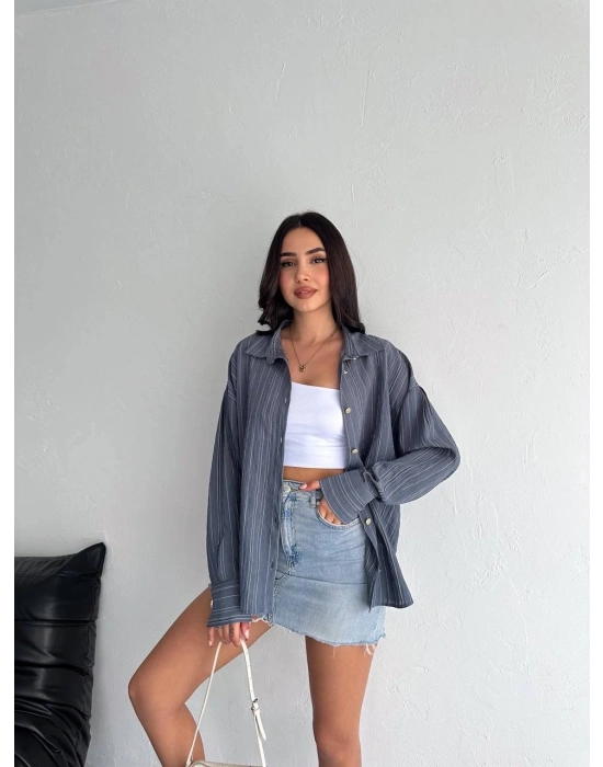 Çizgili oversize gömlek
