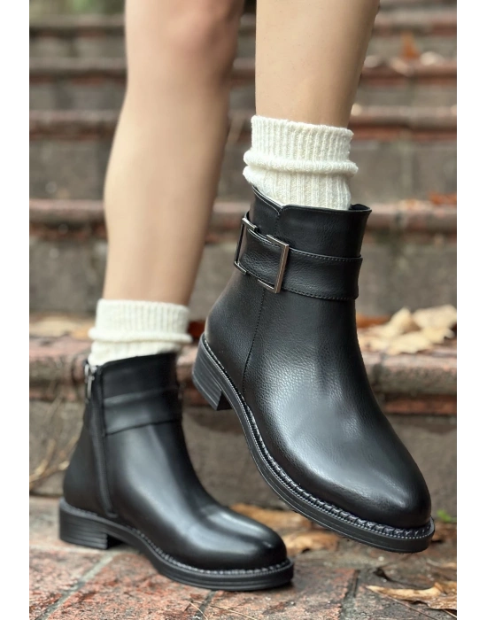 Dawin Siyah Cilt Topuklu Bot