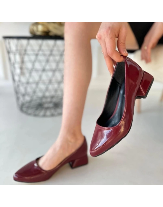 Desniy Bordo Rugan Topuklu Ayakkabı