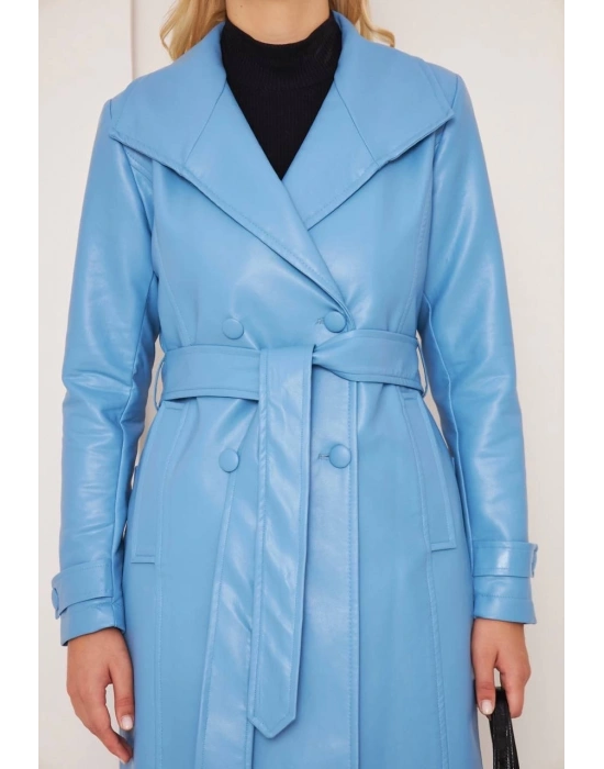 DÜĞMELİ UZUN DERİ KABAN