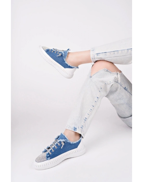 Enber Mavi Kot Bağcıklı Spor Ayakkabı