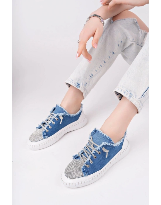 Enber Mavi Kot Bağcıklı Spor Ayakkabı