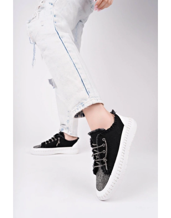 Enber Siyah Kot Bağcıklı Spor Ayakkabı