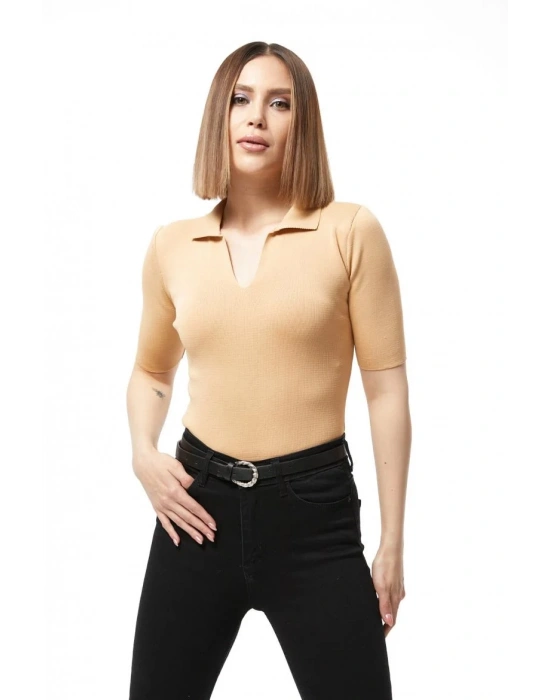 Gömlek yaka yazlık triko bluz