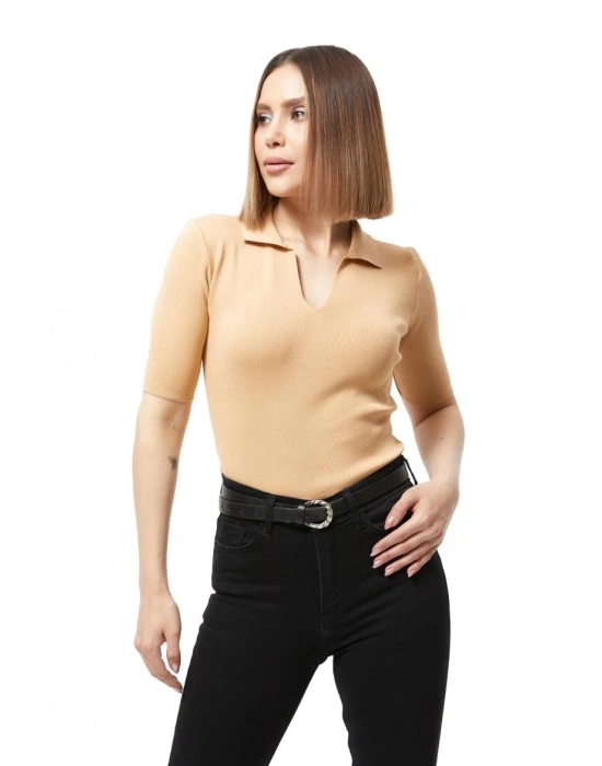 Gömlek yaka yazlık triko bluz