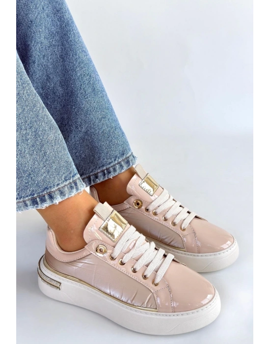 Hley Bej Rugan Paraşüt Detaylı Bağcıklı Spor Ayakkabı