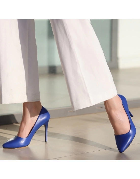 Jilya Mavi Cilt Stiletto Ayakkabı