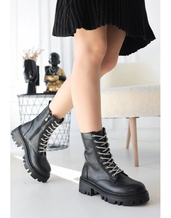 Jinox Siyah Cilt Bağcıklı Bot