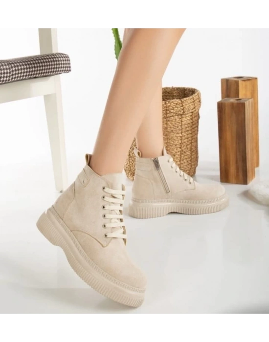 Jiwa Bej Süet Bağcıklı Bot