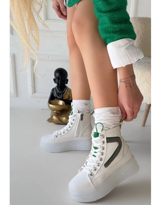 Joila Beyaz Cilt Yeşil Detaylı Bot