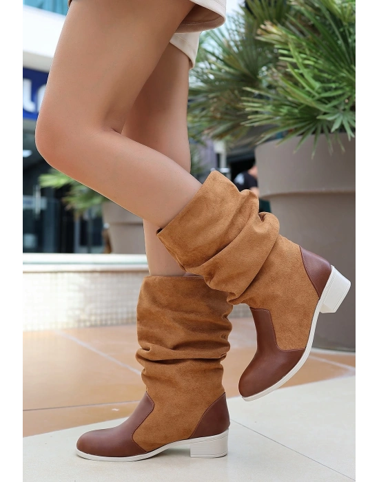 Jolin Taba Cilt Süet Detaylı Çizme