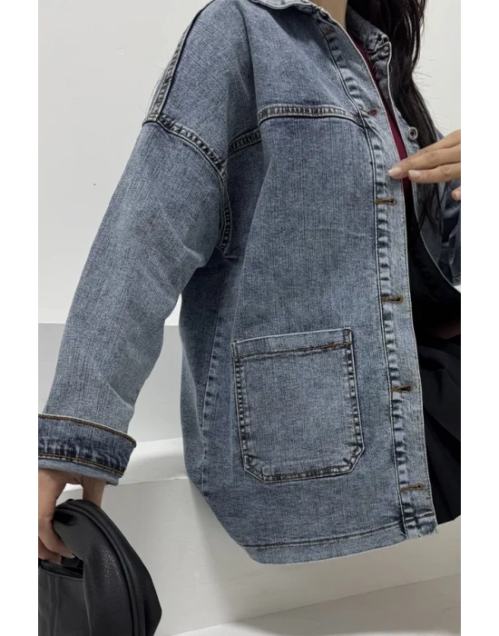 Kadın kot ceket mavi