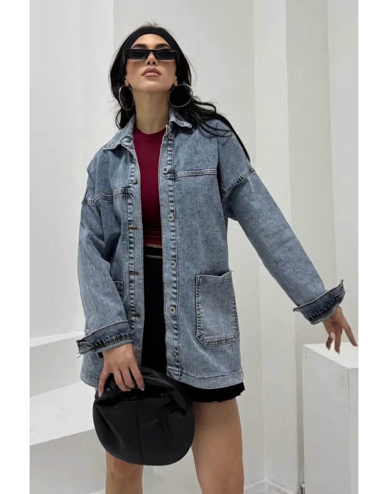 Kadın kot ceket mavi