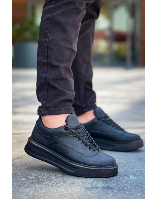 KB-005 Kuback Siyah Cilt Siyah Taban  Bağcıklı  Günlük Erkek  Ayakkabı