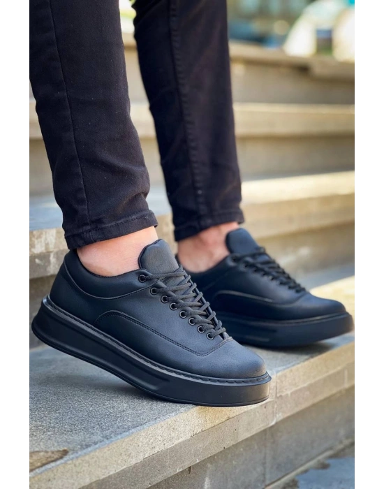 KB-005 Kuback Siyah Cilt Siyah Taban  Bağcıklı  Günlük Erkek  Ayakkabı