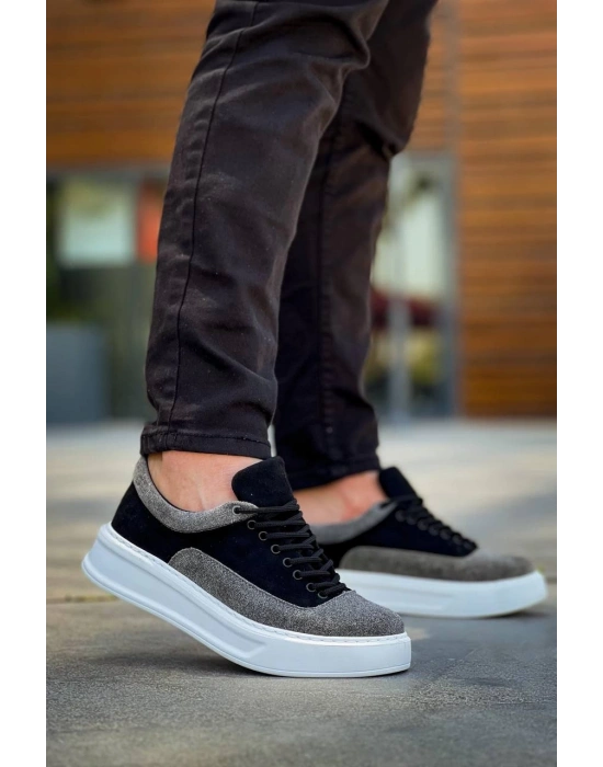 KB-005 Kuback Siyah Gri Süet Bağcıklı  Günlük Erkek  Ayakkabı