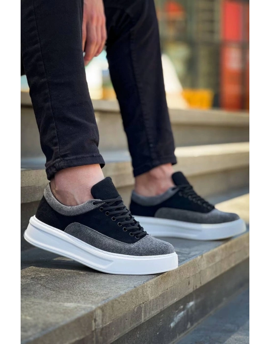 KB-005 Kuback Siyah Gri Süet Bağcıklı  Günlük Erkek  Ayakkabı