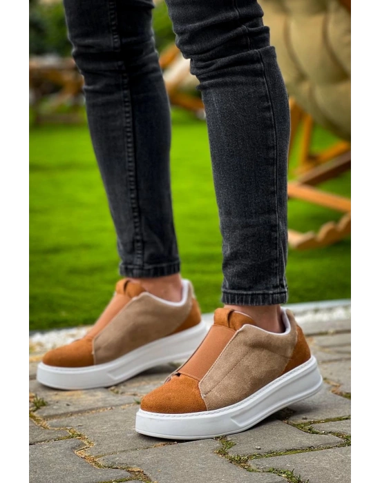 KB-007  Kuback  Vizon Taba Yüksek Taban Tek Bant Bağcıksız Günlük Erkek Ayakkabı