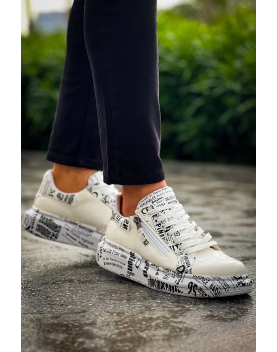 KB-02  Kuback Bağcıklı Crocodile Beyaz Gazete Günlük Erkek Ayakkabı