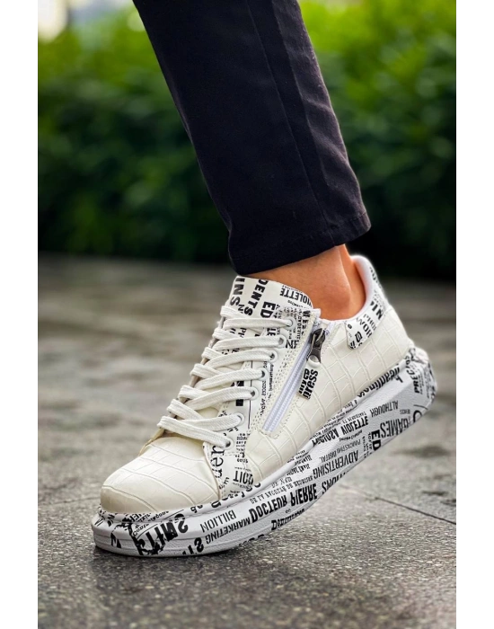 KB-02  Kuback Bağcıklı Crocodile Beyaz Gazete Günlük Erkek Ayakkabı