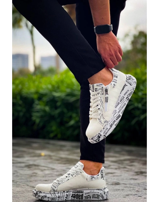 KB-02  Kuback Bağcıklı Crocodile Beyaz Gazete Günlük Erkek Ayakkabı