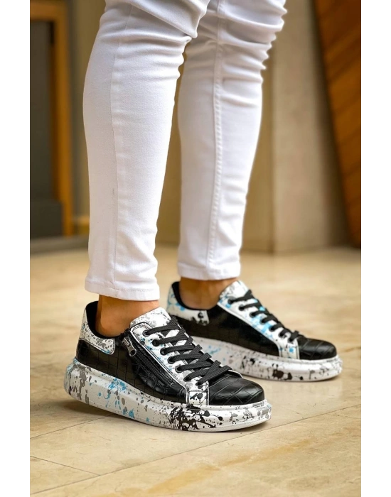 KB-02  Kuback Bağcıklı Crocodile Siyah Mavi Günlük Erkek Ayakkabı