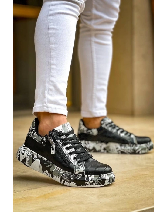 KB-02  Kuback Bağcıklı Crocodile Siyah Siyah Günlük Erkek Ayakkabı